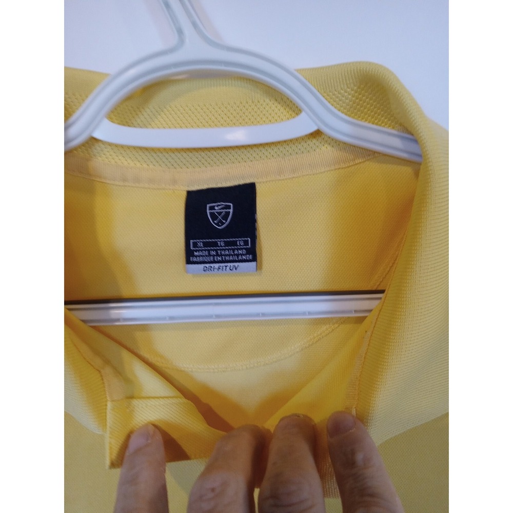 Nike Golf Mens XL Dri-Fit UV Short Sleeve Performance Yellow - Picture 2 of 7